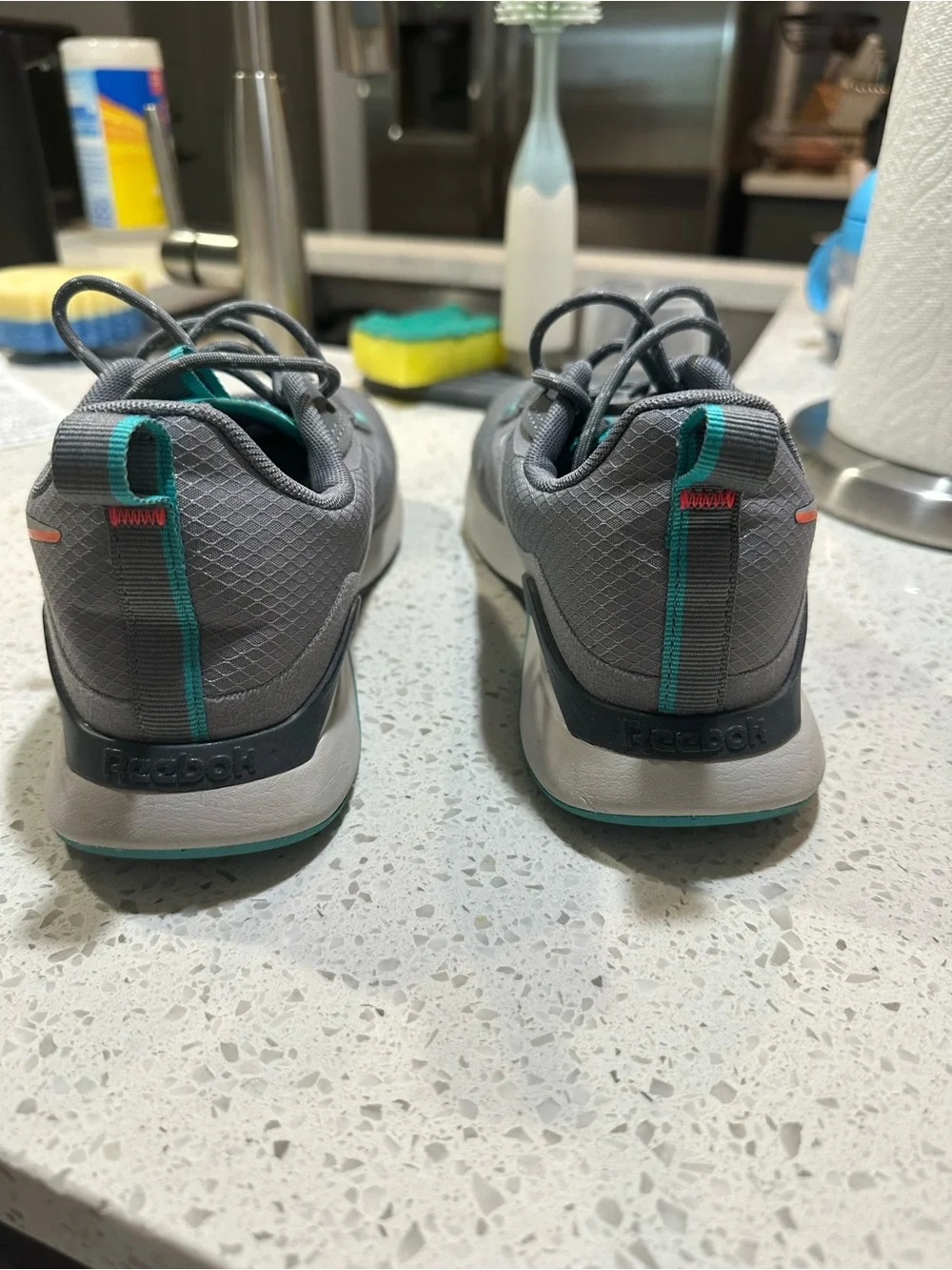 Reebok Women's Gray Athletic Sneakers with Teal Accents